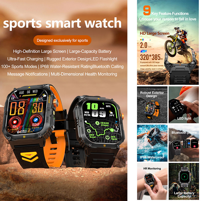 Large 1000mAh Battery Mens Out - Smartwatch Rugged Watches For Men recension och pris