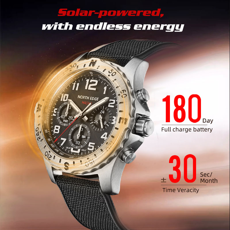NORTH EDGE MACH 2 Men's Watche - Solar Powered Watch recension och pris